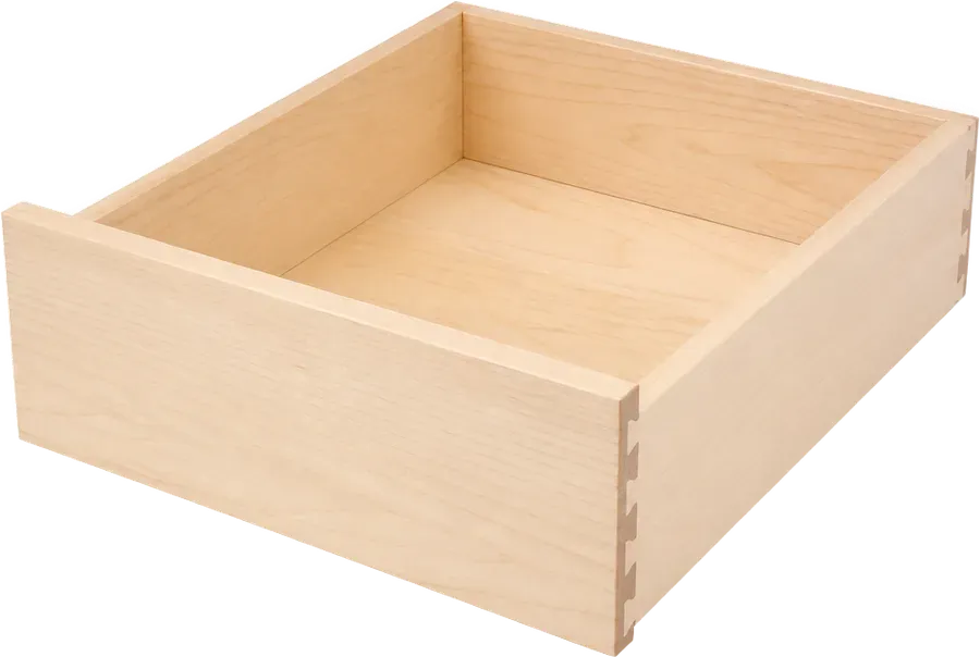 A dovetailed solid maple drawer box