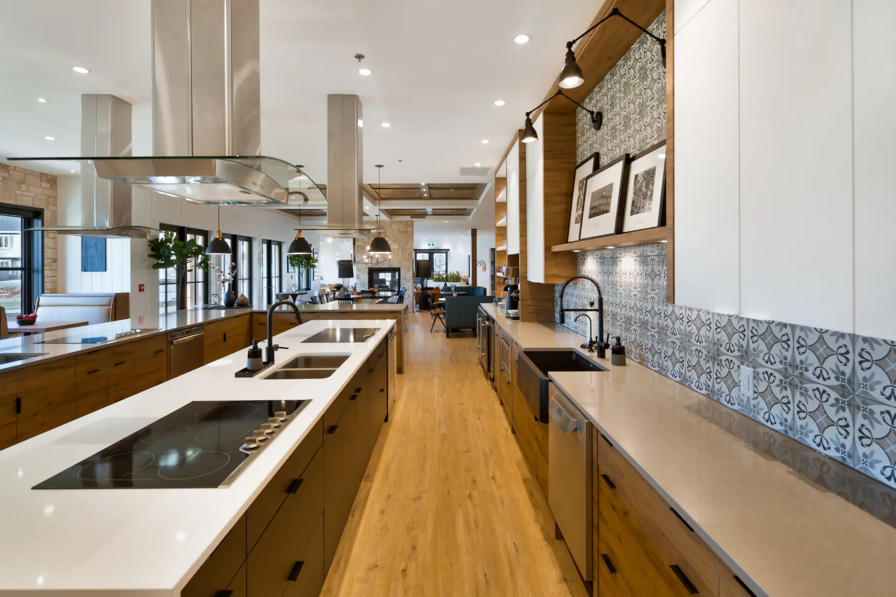 JoeAnna's House galley kitchen with patterned tile splashback